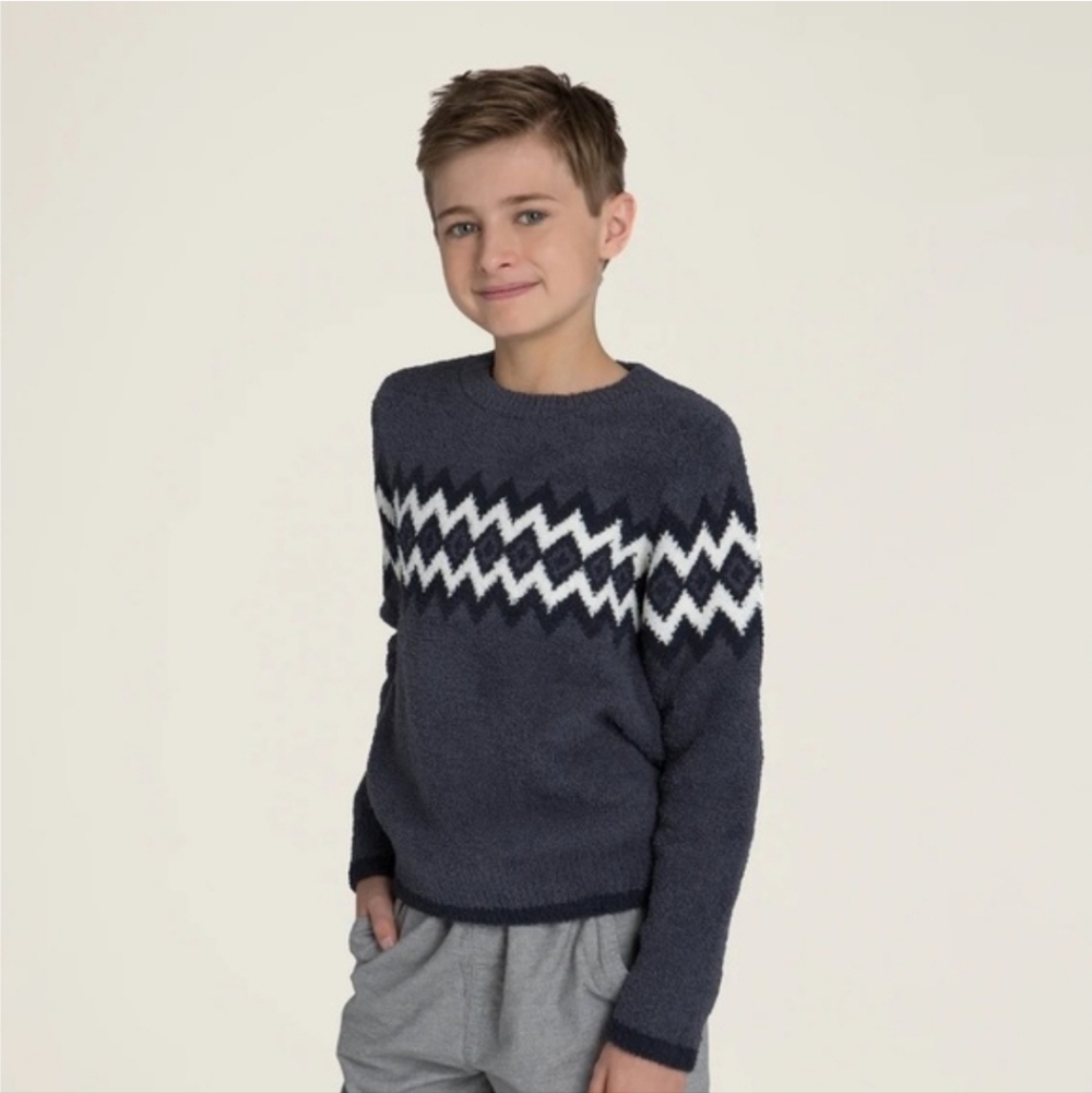 Barefoot Dreams Cozy Nordic Pullover Sweater in Pacific Blue Size 6/7